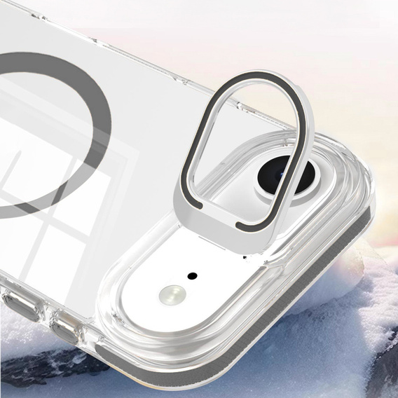 Pouzdro pro iPhone Air, pro MagSafe, se stojánkem, průhledné s šedými vložkami