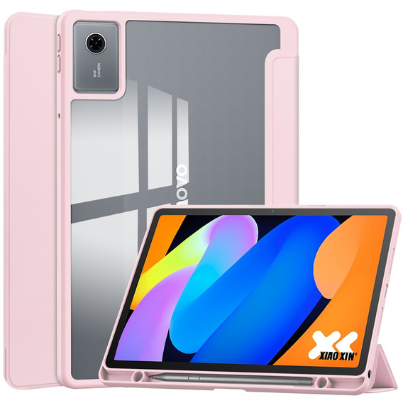 Pouzdro pro Lenovo Idea Tab 11" 2025 TB336FU TB336ZU, s průhlednou zadní stranou a držákem stylusu, růžové