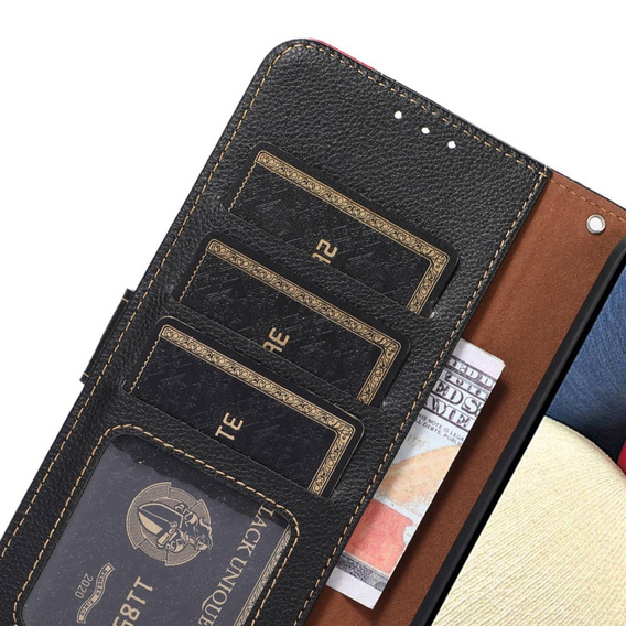 Flipové pouzdro pro OnePlus 12 5G, KHAZNEH RFID, černá / červená