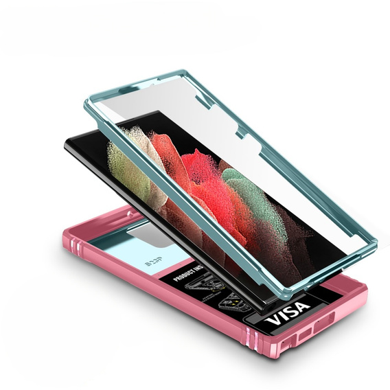 Pouzdro pro Samsung Galaxy S23 Ultra, CamShield Slide, zelený / růžové