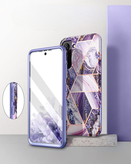 Pouzdro pro Samsung Galaxy S22, Suritch Full Body Marble, fialové