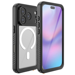 Pouzdro Redpepper pro iPhone 17 Pro, vodotěsné, IP68, pro MagSafe, průhledné s černými boky