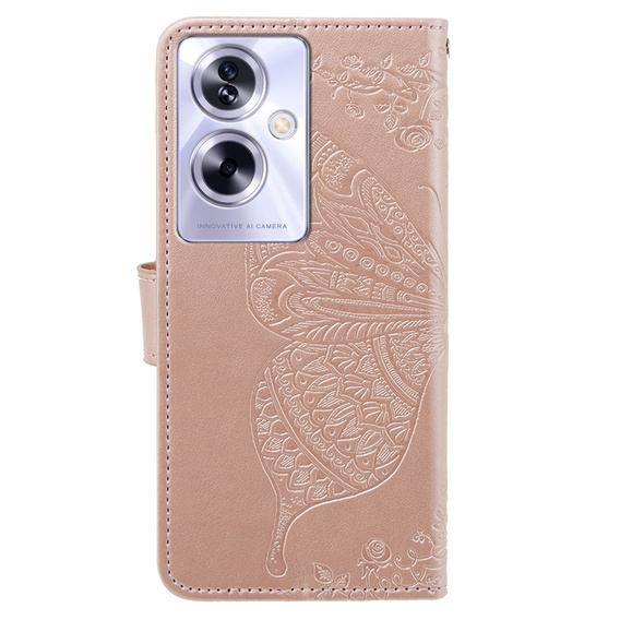 Klopové pouzdro pro Oppo A79 5G, Butterfly, růžové rose gold