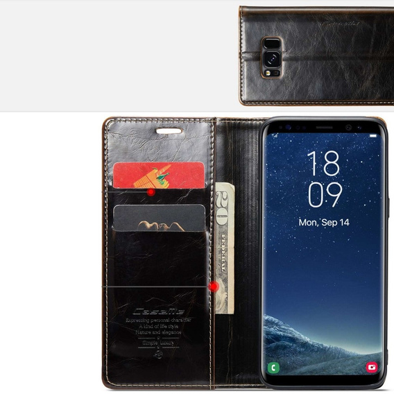 CASEME flipové pouzdro pro Samsung Galaxy S8+ Plus, Waxy Textured, černé