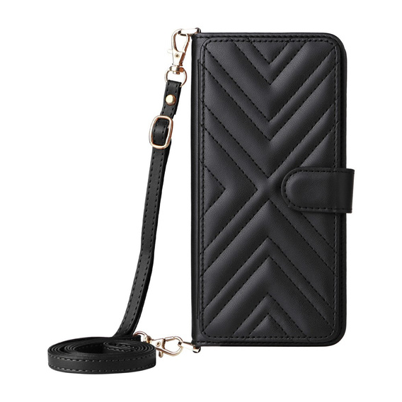 Flipové pouzdro pro Xiaomi Redmi A5, Crossbody Leather Wallet, černé