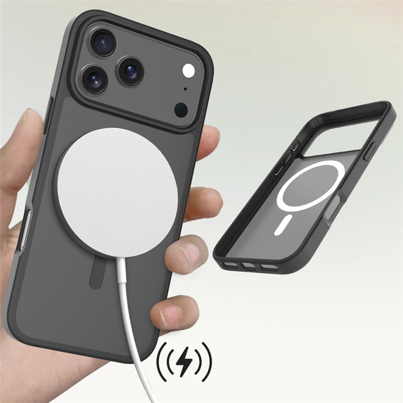 Matné pouzdro pro iPhone 17 Pro Max, pro MagSafe, průsvitné černé