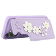 Pouzdro pro Samsung Galaxy A55 5G, Leather Flower Card Slot, fialové
