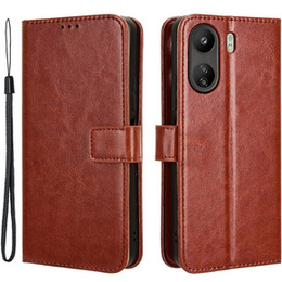Klopové pouzdro pro Xiaomi Redmi 13C / Poco C65, Crazy Horse Wallet, hnědé