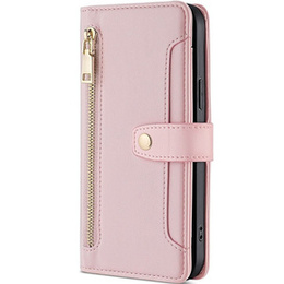 Klopové pouzdro pro Samsung Galaxy S23, Wallet Zipper Pocket, růžové