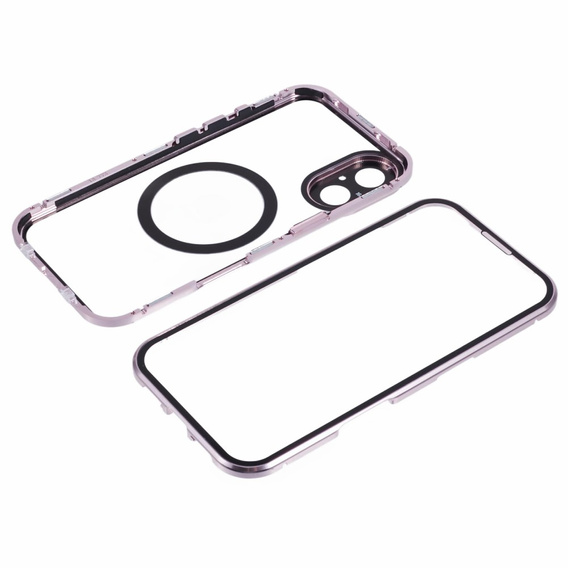 Magnetické pouzdro Dual Glass MagSafe pro iPhone 16, růžové rose gold