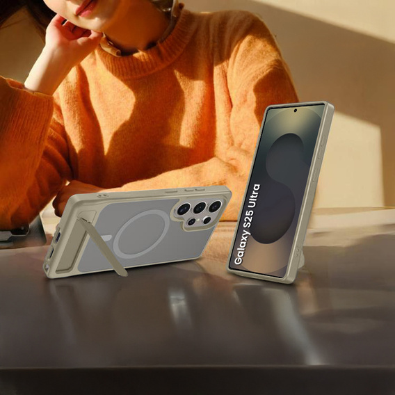 Pouzdro pro Samsung Galaxy S25 Ultra, matný stojánek, pro MagSafe, šedé