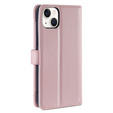 Klopové pouzdro pro iPhone 14, Wallet Zipper Pocket, růžové