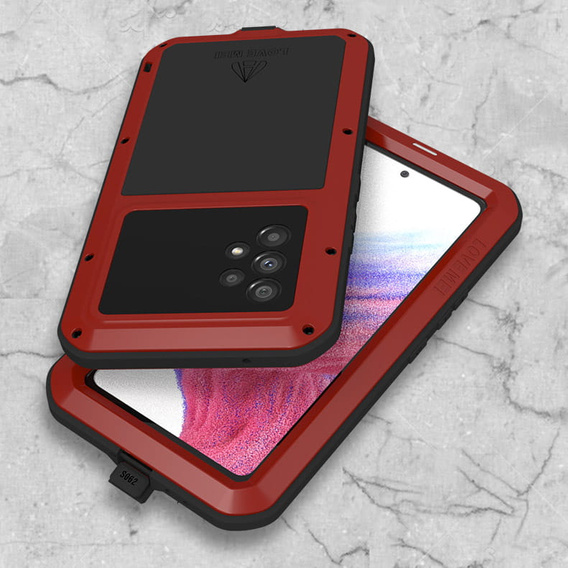 Pouzdro Love Mei pro Samsung Galaxy A53 5G, armored with glass, červené