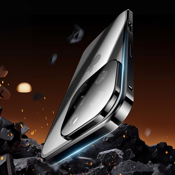 Pouzdro pro iPhone 16 Pro, Magnetic Dual Glass, černé