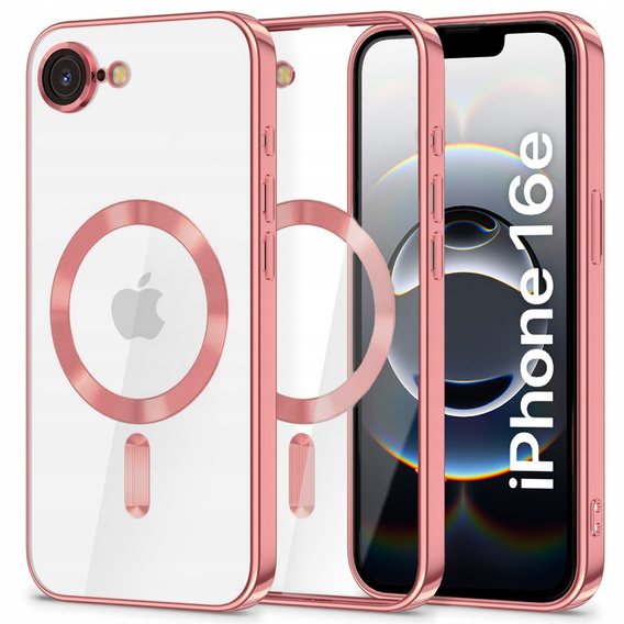 Pouzdro pro iPhone 16E, Electro MagSafe, růžové + sklo na displej