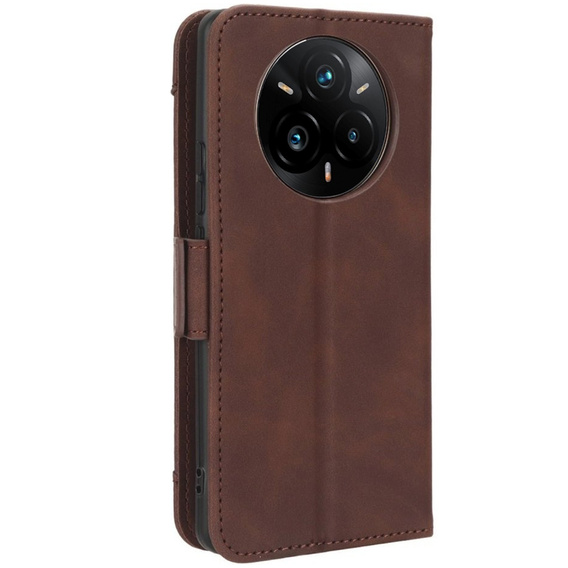 Klopové pouzdro pro Realme 14 Pro 5G, Card Slot, hnědé