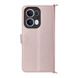 Flipové pouzdro pro Oppo Reno 13 Pro 5G, Crossbody Leather Wallet, růžové