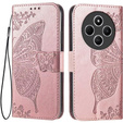 Klopové pouzdro pro Xiaomi Redmi 14C / Xiaomi Poco C75, Butterfly, růžové rose gold