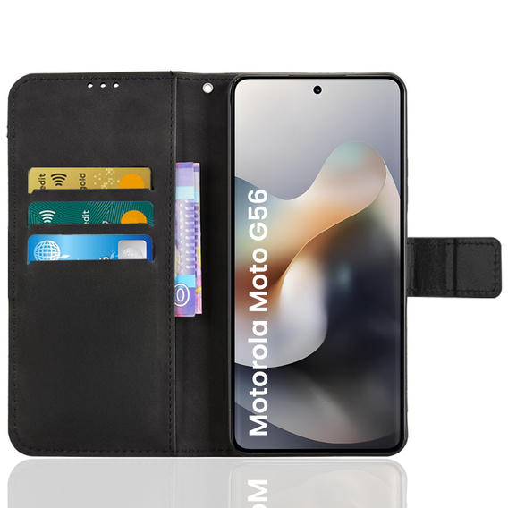 Klopové pouzdro pro Motorola Moto G56 5G, Crazy Horse Wallet, černé