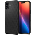Pouzdro Spigen pro iPhone 16, Liquid Air, černé + 9H tvrzené sklo
