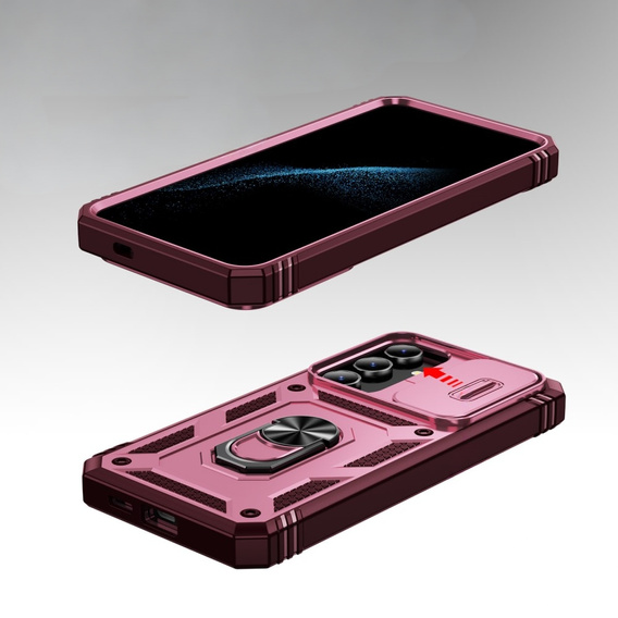Pouzdro pro Samsung Galaxy S24+ Plus, CamShield Slide, růžové/ červené