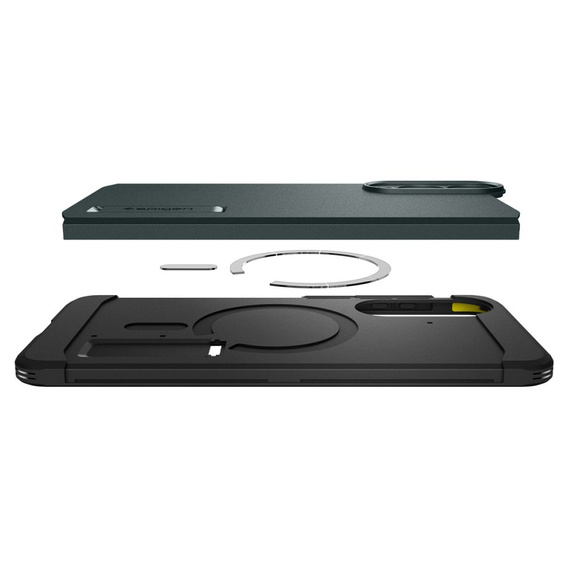 Pouzdro Spigen pro Samsung Galaxy A36 5G, Tough Armor Mag MagSafe, černé + 9H tvrzené sklo