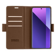 Pouzdro pro Xiaomi Redmi Note 13 Pro+, ERBORD Glossy Litchi, flipová peněženka, hnědé