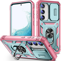 Pouzdro pro Samsung Galaxy S23, CamShield Slide, zelený / růžové