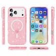 Pouzdro pro iPhone 17 Pro Max, pro MagSafe, třpytivé - průsvitné růžové