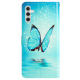 Klopové pouzdro pro Samsung Galaxy A25 5G, Wallet, Butterfly, modré + 9H sklo 