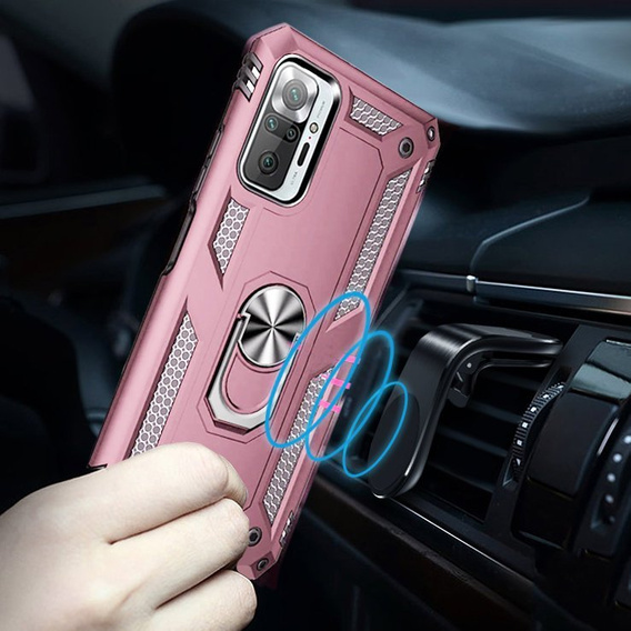 Pancéřové pouzdro pro Xiaomi Redmi Note 10 Pro, Nox Case Ring, růžové rose gold