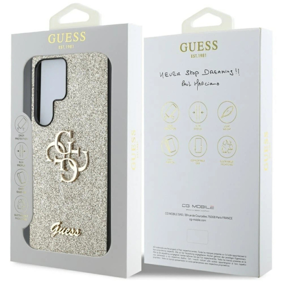 Pouzdro GUESS Fixed Glitter Big 4G Logo pro Samsung Galaxy S25 Ultra
