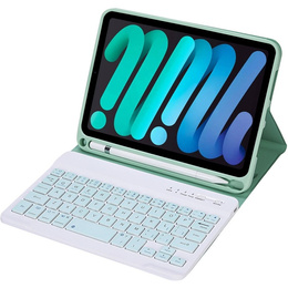 Pouzdro s bluetooth klávesnicí pro iPad mini 8.3" 2021 (6 gen.) / iPad mini 8.3" 2024 (7 gen.), zelené