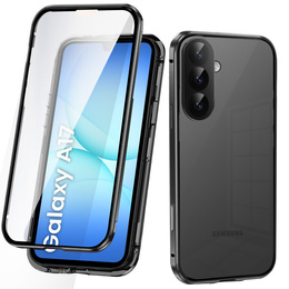 Pouzdro pro Samsung Galaxy A17 5G, magnetické dvojité sklo, průhledné s černými boky