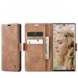 Pouzdro CASEME pro Samsung Galaxy S22 Ultra, Leather Wallet Case, hnědé