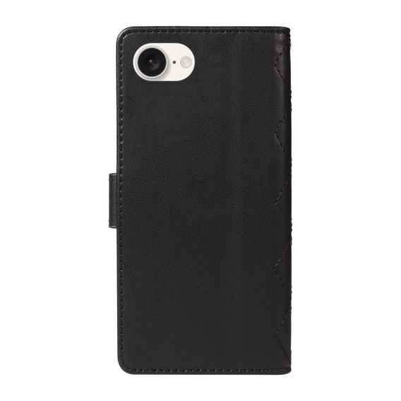 Pouzdro s klopou pro iPhone 16E, Rhombus Crossbody Leather, černé