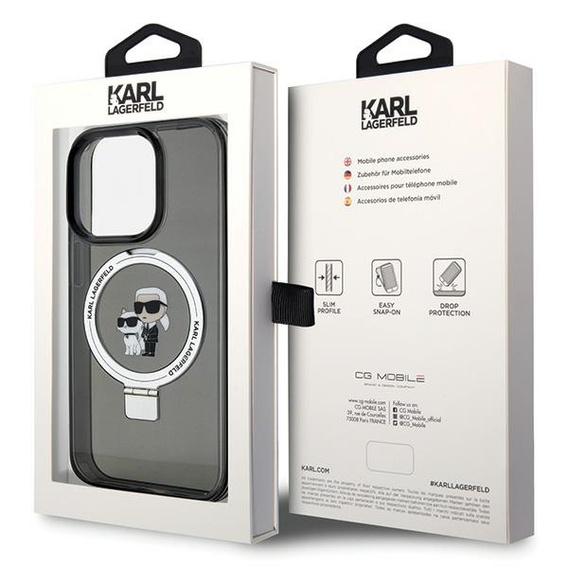 Pouzdro Karl Lagerfeld Ring Stand Karl & Choupette MagSafe pro iPhone 15 Pro