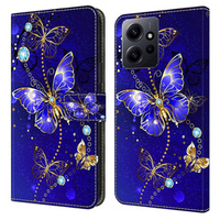 Klopové pouzdro pro Xiaomi Redmi Note 12 4G, Wallet Butterfly, modré