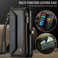 Pouzdro CASEME pro Samsung Galaxy S25 FE, RFID Leather Wallet, s popruhem přes rameno, černé