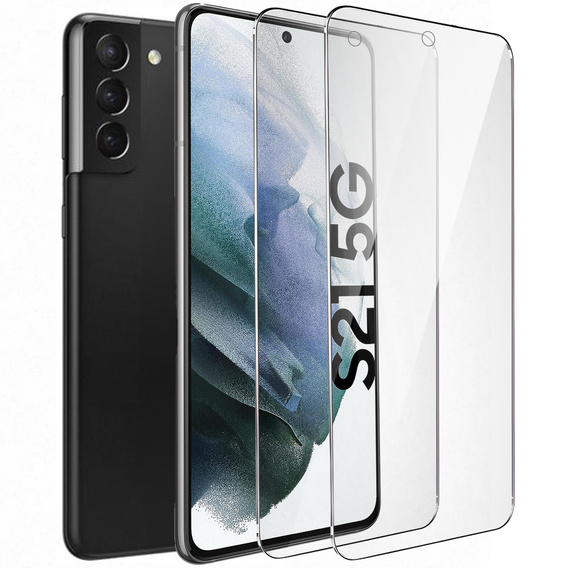 2x tvrzené sklo pro Samsung Galaxy S21, ERBORD 9H Hard Glass na displeji