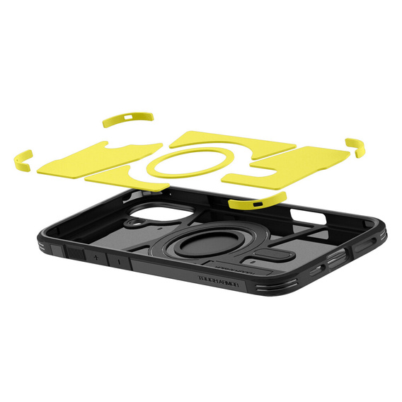 Pouzdro Spigen pro iPhone 16, Tough Armor Mag MagSafe, černé + 9H tvrzené sklo