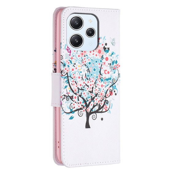 Klopové pouzdro pro Xiaomi Redmi 12 4G, Wallet, colorful tree, bílé