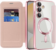 Klopové pouzdro pro Samsung Galaxy S25 FE, RFID Wallet MagSafe CamShield, růžové