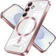 Pouzdro pro Samsung Galaxy S25, Electro MagSafe, růžové rose gold + sklo na displej