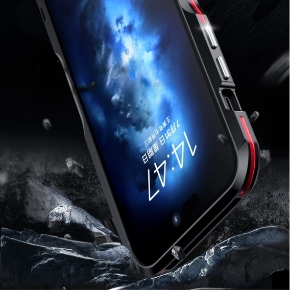 Pouzdro LUPHIE pro iPhone 15 Plus, Armor Bumper, černá / červená