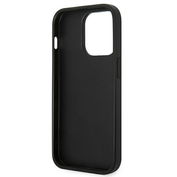 Pouzdro Karl Lagerfeld pro iPhone 14 Pro, Saffiano Choupette Head Patch, stříbrné
