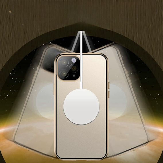 Magnetické pouzdro Dual Glass MagSafe pro iPhone 14 Pro, zlaté