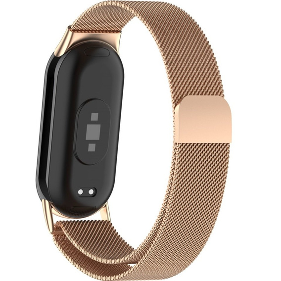 Milánský náramek s pouzdrem pro Xiaomi Smart Band 10 / 9 / 8, růžové zlato