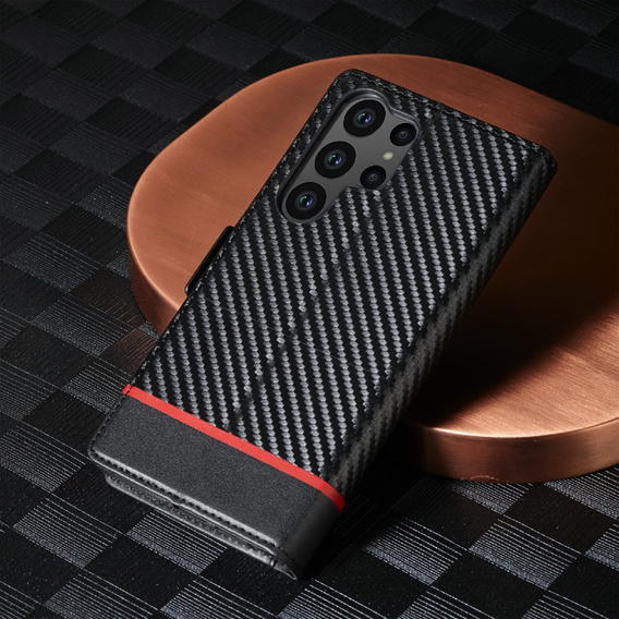 Klopové pouzdro pro Samsung Galaxy S23 Ultra, Carbon LC.IMEEKE, černé
