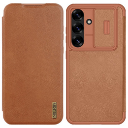 Flipové pouzdro NILLKIN pro Samsung Galaxy A56, CamShield Qin Pro, kůže, hnědé